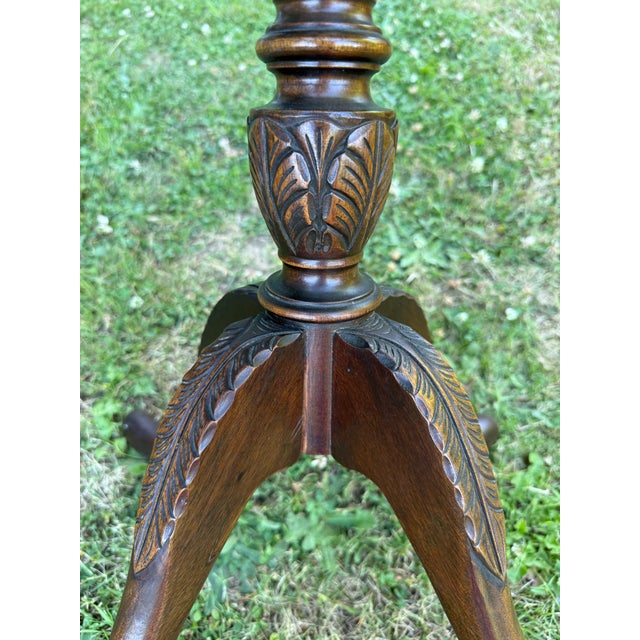 Vintage Mahogany Carved Base Side Table For Sale - Image 9 of 12