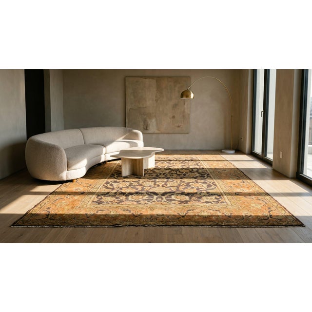 Traditional Harshang Palmette Motif in the Center Antique Persian Sultanabad Rug For Sale - Image 14 of 15