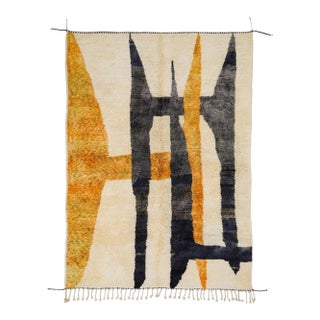 Abstract Hand-Knotted Wool Rug | 9'5" X 6'8" | One of a Kind For Sale