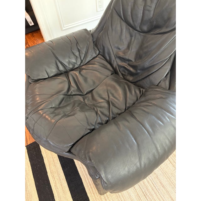 Black Vintage Black Leather Lounge Chair by Img Norway, 1980s For Sale - Image 8 of 10