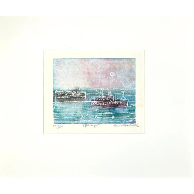 Reflets au Port is an artwork realized by Shoichi Hasegawa. Color aquatint etching, signed lower right, titled in center,...