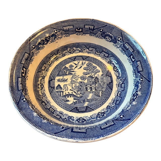 Antique 19th Century Davenport Blue and White Serveware Bowl Ironstone Large Bowl George III For Sale