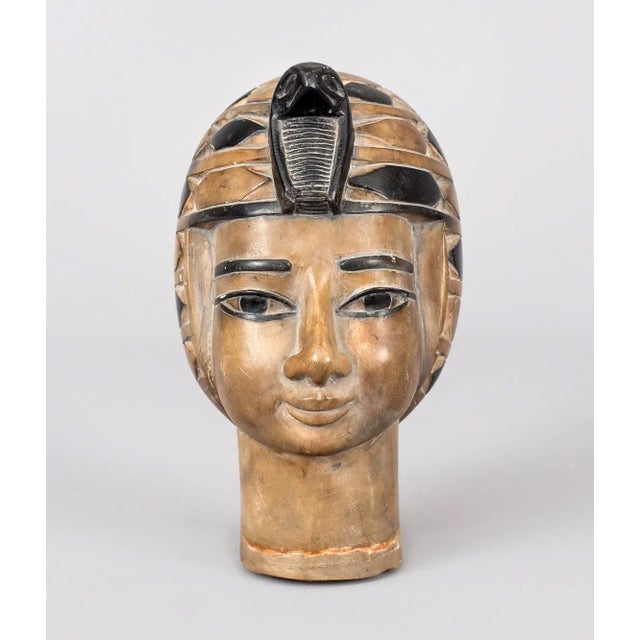 Grand Tour carved alabaster bust of Egyptian woman, possibly a likeness of Nefertiti, with a cobra in her headdress.