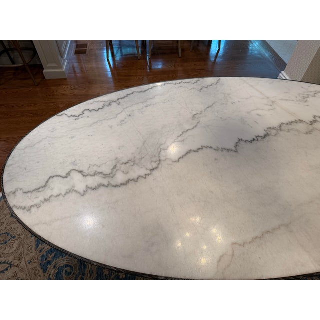Arhaus Meridian White Marble Top Oval Dining Table For Sale - Image 9 of 12