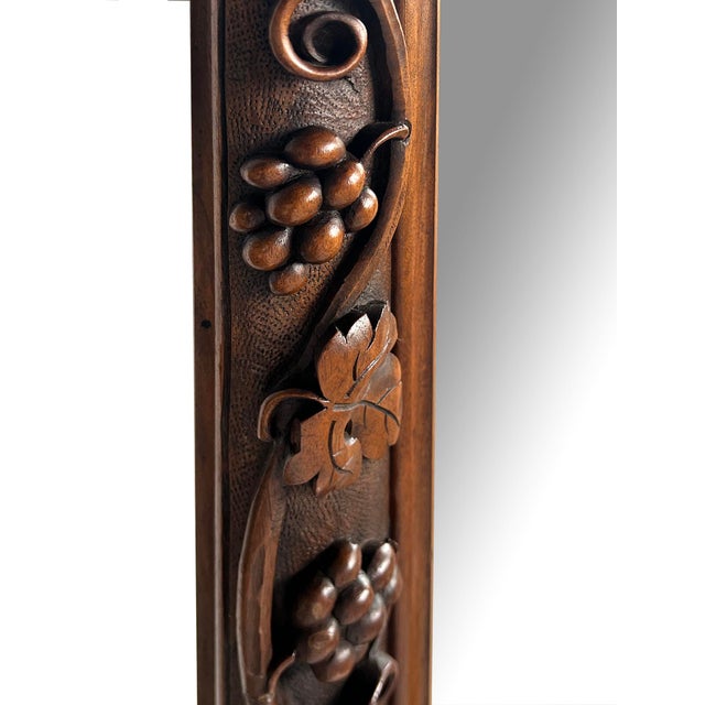 Late 19th Century French Carved Walnut Mirror With Meandering Grape Vine For Sale - Image 5 of 10