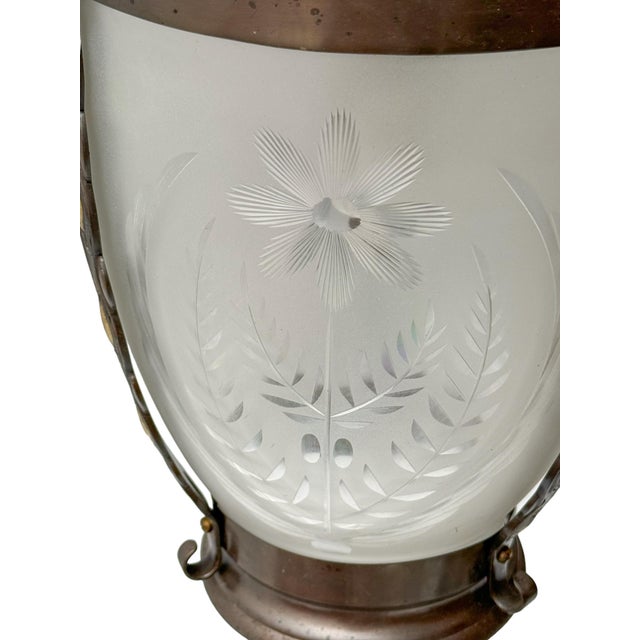Art Nouveau Patinated Brass Hall Lantern, 1900s For Sale - Image 6 of 14