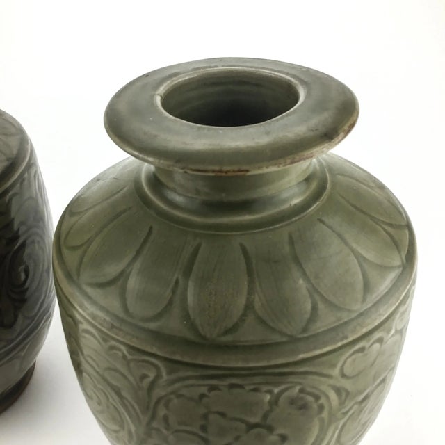 Antique Chinese Pair Green Vases For Sale In Portland, ME - Image 6 of 11