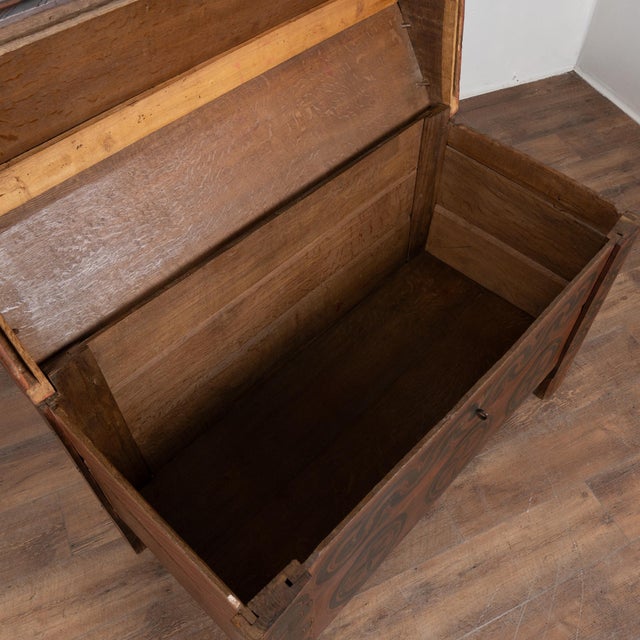 Rustic European 19th Century Painted and Carved Hungarian Dome Top Trunk For Sale - Image 3 of 18