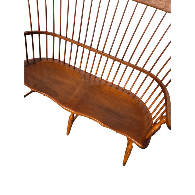 Vintage Frederick Duckloe Windsor Bench Comb Back Saddle Seat Settee Love Seat For Sale In Philadelphia - Image 6 of 17