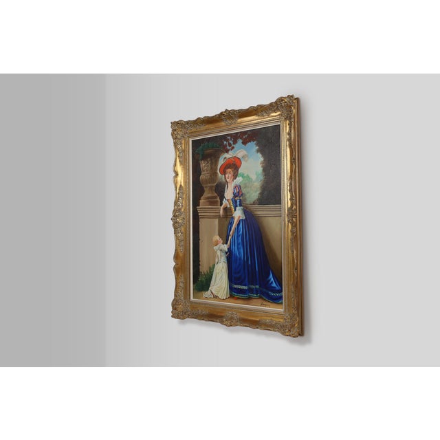 Gold French Artist, Baroque Style Portrait of Madame Louise-Elisabeth of France, 1950s, Oil on Canvas For Sale - Image 8 of 11