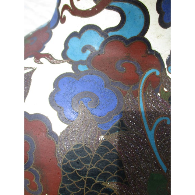 Black Massive Japanese Enamel Vase Late 19th Century For Sale - Image 8 of 13
