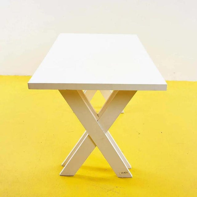 Vintage White Table in Wood For Sale - Image 4 of 5