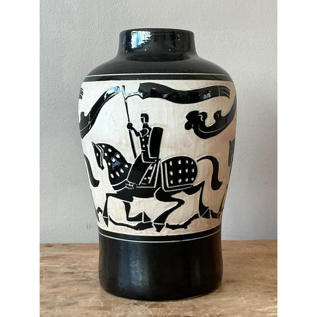 Vintage Boho Painted Ceramic Vase For Sale - Image 4 of 5