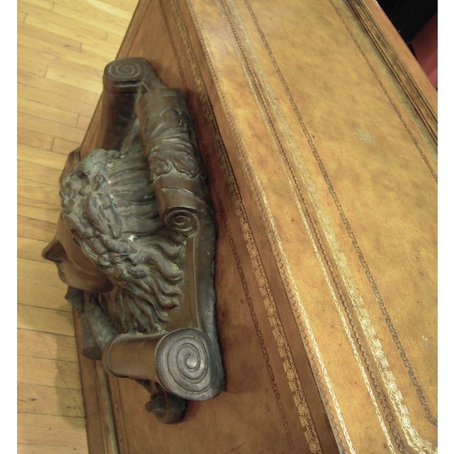 1990s Mid-Century Modern Maitland Smith Leather Wrapped Center Table For Sale - Image 5 of 7