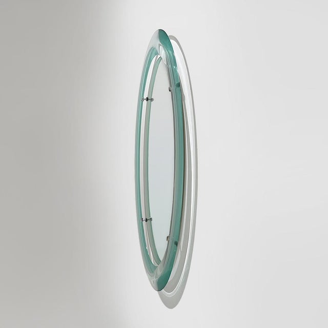 Contemporary Wall Mirror with Curved Glass Frame by Metalvetro, 1970s For Sale - Image 3 of 12