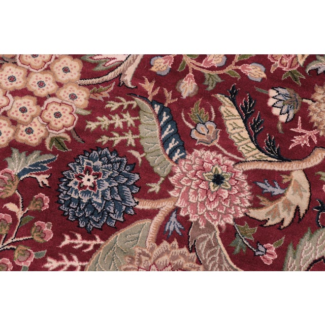 1990s Art Nouveau 1990's Pak-Persian Red/Pink Wool Round Rug- 8'1'' X 8'3'' For Sale - Image 5 of 9