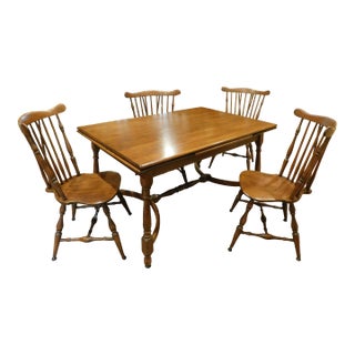 Vintage Mid-Century Heywood-Wakefield Dining Set — Hardwood Table + 4 Chairs in Cinnamon Finish For Sale