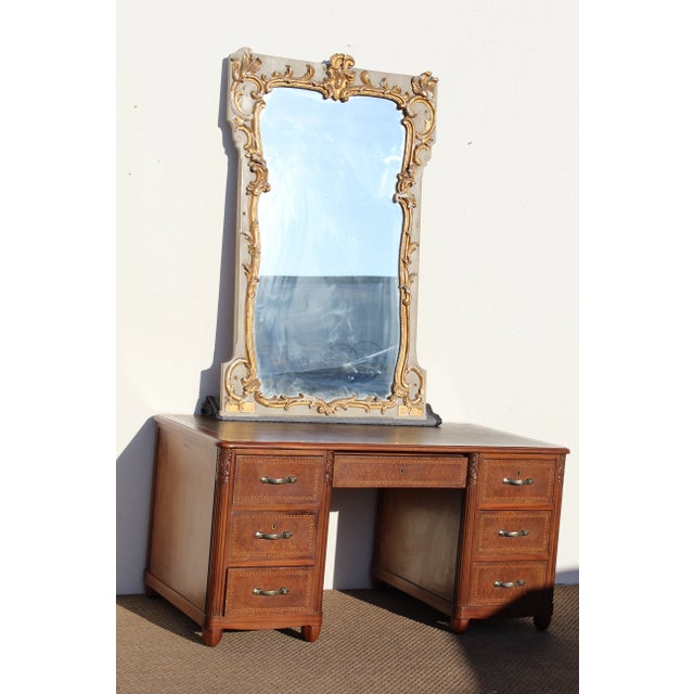 Nice painted “ grise ” Louis XV mirror Nice form would work with A traditional home. French country home or a shabby chic...