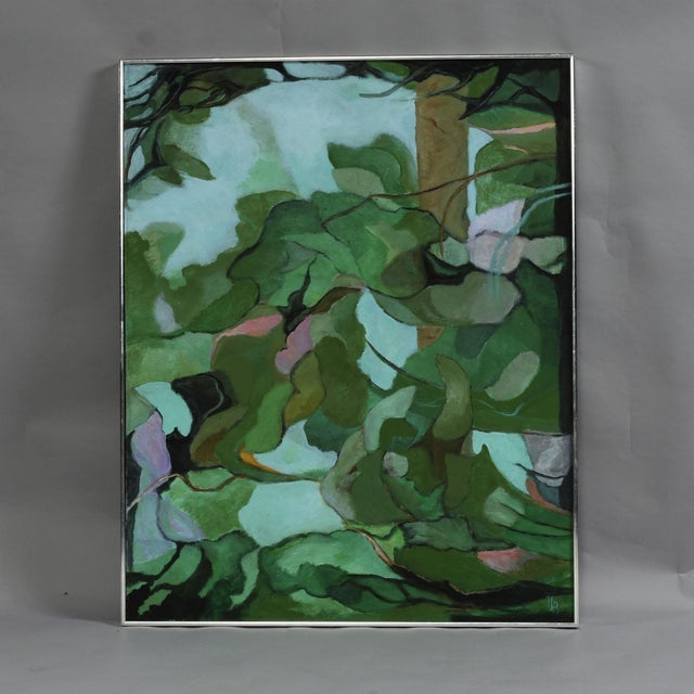Abstract Virginia Brundage Green Botanical Abstract Painting St. Petersburg Florida For Sale - Image 3 of 12