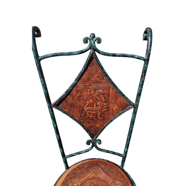 Exceptional Pair of Elegant Iron and Leather Brutalist 1970s French Chairs With Enduring Strength. For Sale - Image 10 of 12