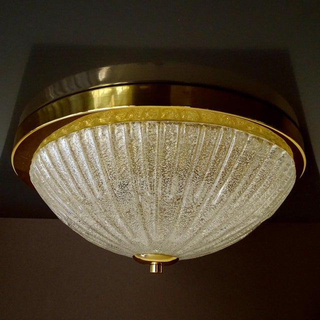 Metal Large Vintage Glass Flush Light, 1960s For Sale - Image 7 of 17