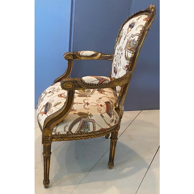 1910s Louis XIV Arm Chair in Scalamandre Fabric | Chairish