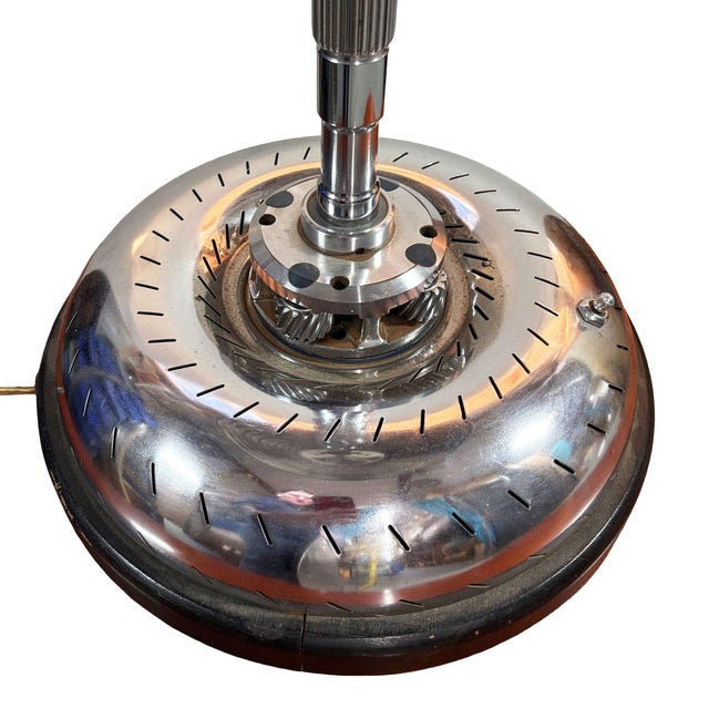 1980s 1980s Chrome Machine Age Art Deco Style Table Lamp W/ Torque Converter Base For Sale - Image 5 of 10