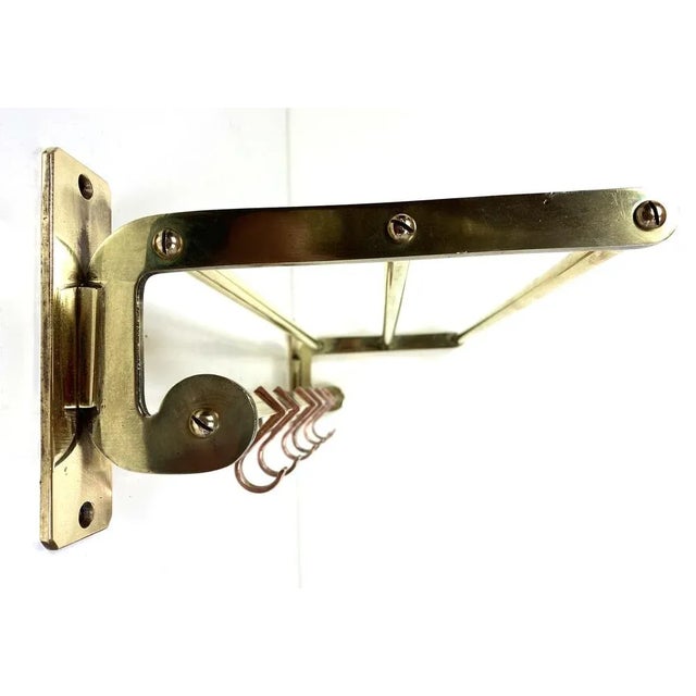 Antique Two Tone Brass Wall Coat Rack, 1930s For Sale - Image 3 of 10