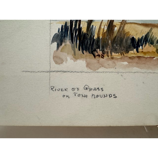 1940s Henry Emil Salloch Original Watercolor on Paper River of Grass, Florida. 1948 For Sale - Image 5 of 9