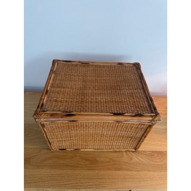 Very large hinged tortoise bamboo and woven cane storage box. Very decorative and a great size to store lots of things!