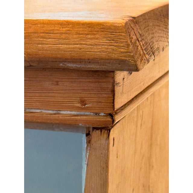 19th Century Pine Open Bookcase With Painted Blue Interior For Sale - Image 9 of 13