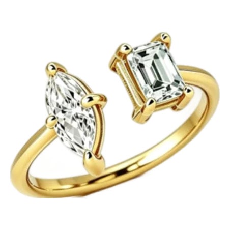 Late 20th Century 14K Yellow Gold Geometric Diamond Ring, Size 6 For Sale