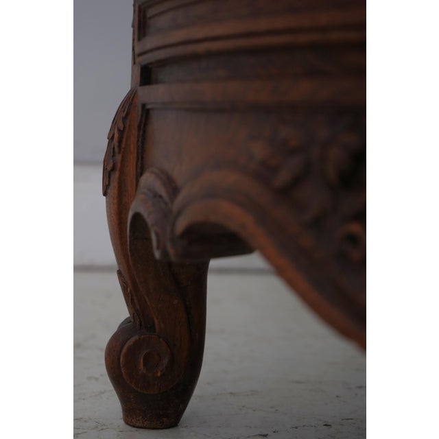 Maison Gouffe Vintage French Oak 4 Door Marble Top Console For Sale - Image 13 of 18
