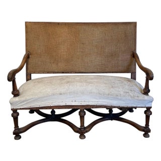 High-backed walnut sofa. French work in the style of Louis XIII. Circa 1880 For Sale