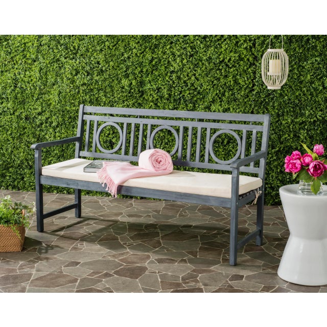 Elise 3 Seat Bench in Ash Grey & Beige For Sale In Philadelphia - Image 6 of 6