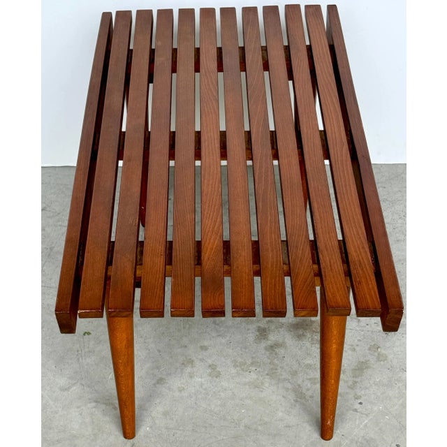 Brown Midcentury Diminutive Slat Bench or Table in the Style of George Nelson For Sale - Image 8 of 10