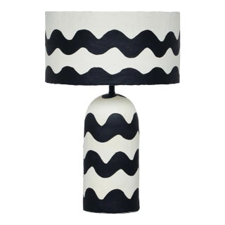 Tropea Black Waves Papier Mache Table Lamp For Sale
