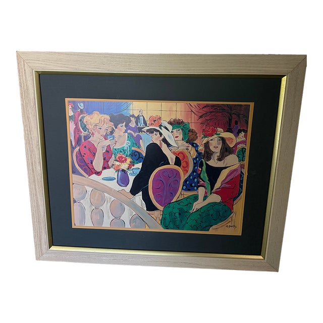 1974 Marcia Banks “Brunch at the Plaza” Large Framed Lithograph Print, 42” For Sale