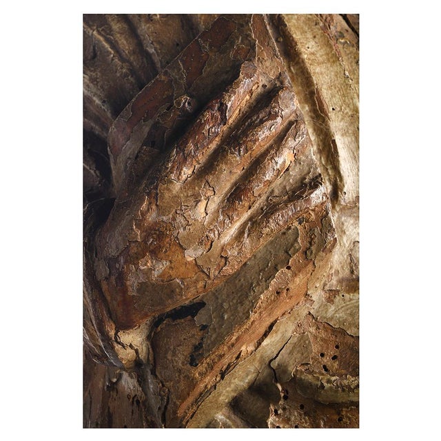 Carved Wooden Statue of Holy Person, 17th Century For Sale - Image 4 of 6