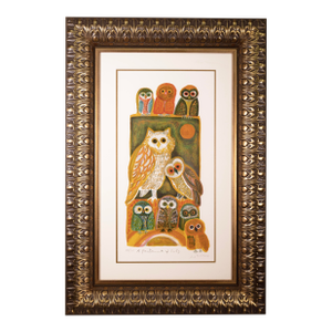 Judith Bledsoe a Parliament of Owls Signed Modernist Lithograph 291/300 Framed