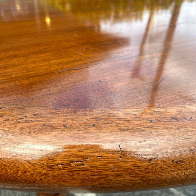 Antique French Solid Wood Round Pedestal Dining Table For Sale - Image 4 of 10