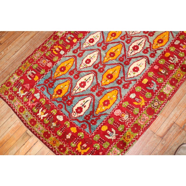 Early 20th Century Antique Zabihi Collection Turkish Milas Exquisite Bright Runner - 3'7" x 13'6" For Sale - Image 5 of 10