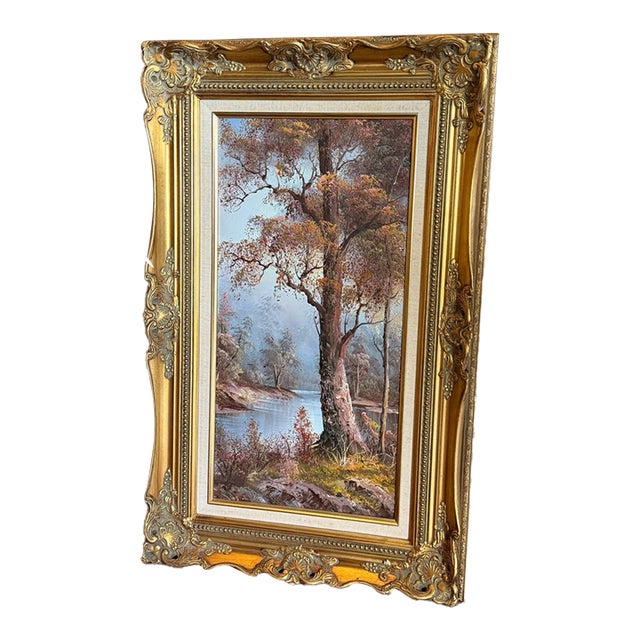 Vintage 1960s Framed, Signed Oil on Canvas Landscape Painting For Sale