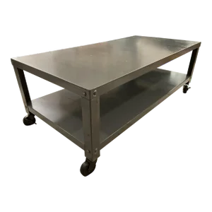 1980s Industrial Style Two-Tiered Rectangular Metal Coffee Table