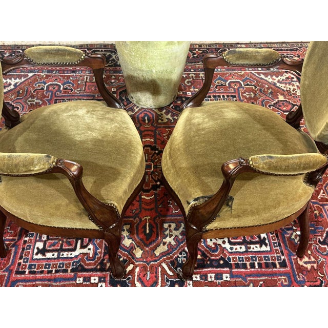 19th-Century Napoleon III Mahogany Armchairs, Set of 2 For Sale - Image 16 of 18