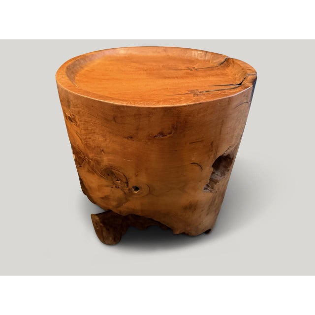 2010s Andrianna Shamaris Large Sculptural Teak Wood Tray Side Table For Sale - Image 5 of 5