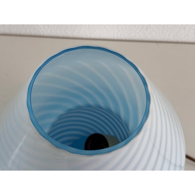 Vintage Italian Mushroom Table Lamps in Blue Swirl Glass, 1970s, Set of 2 For Sale - Image 9 of 16