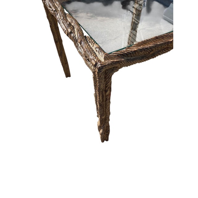 Vintage Carved Faux Bois Mid Century Side Table Hollywood Regency Carved Wood For Sale - Image 4 of 18