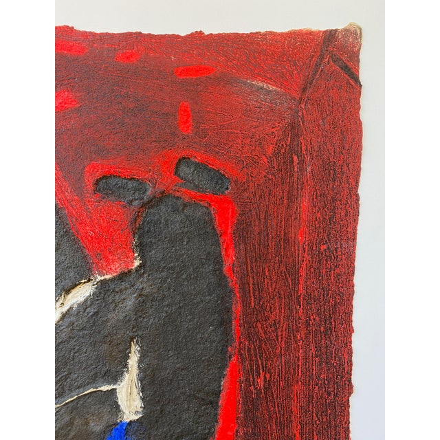 Mid 20th Century Abstract Collagraph by Afro-Carribean/French Artist Serge Hélenon For Sale In Boston - Image 6 of 11