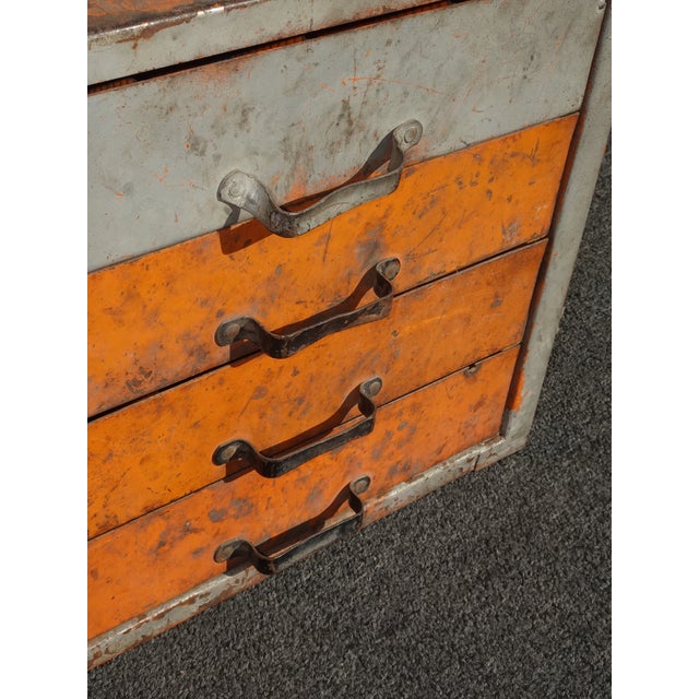 Vintage Mid Century Modern Industrial Steel Table Top File Cabinet Four Drawers For Sale - Image 12 of 12